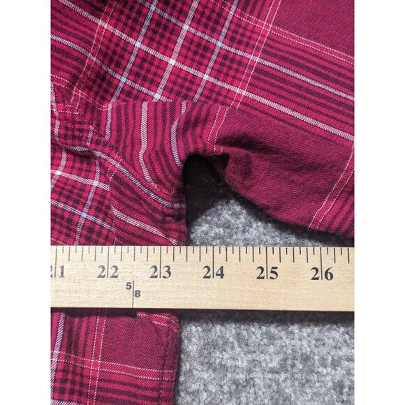 Eddie Bauer Button Front Shirt Women 2XL Pink Plaid Long Sleeves Pockets S56 - Picture 11 of 13